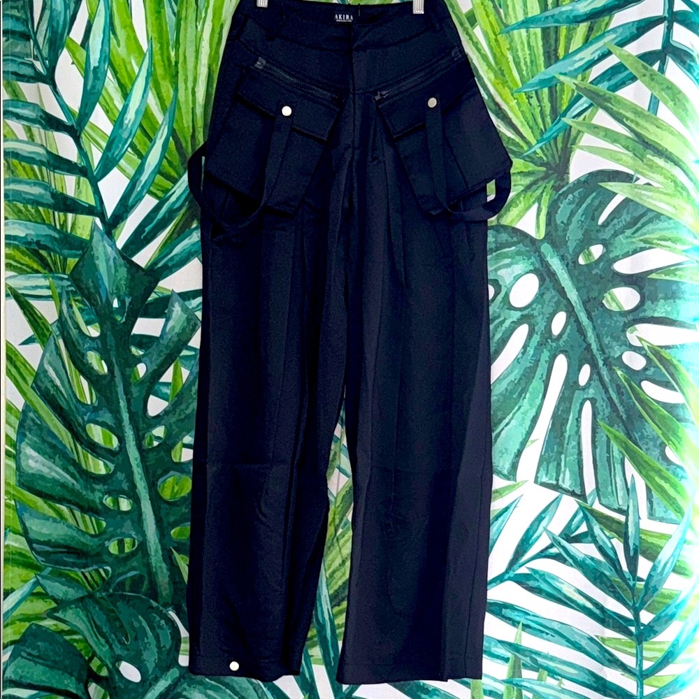 Black Ultra Wide Leg Cargo Pants